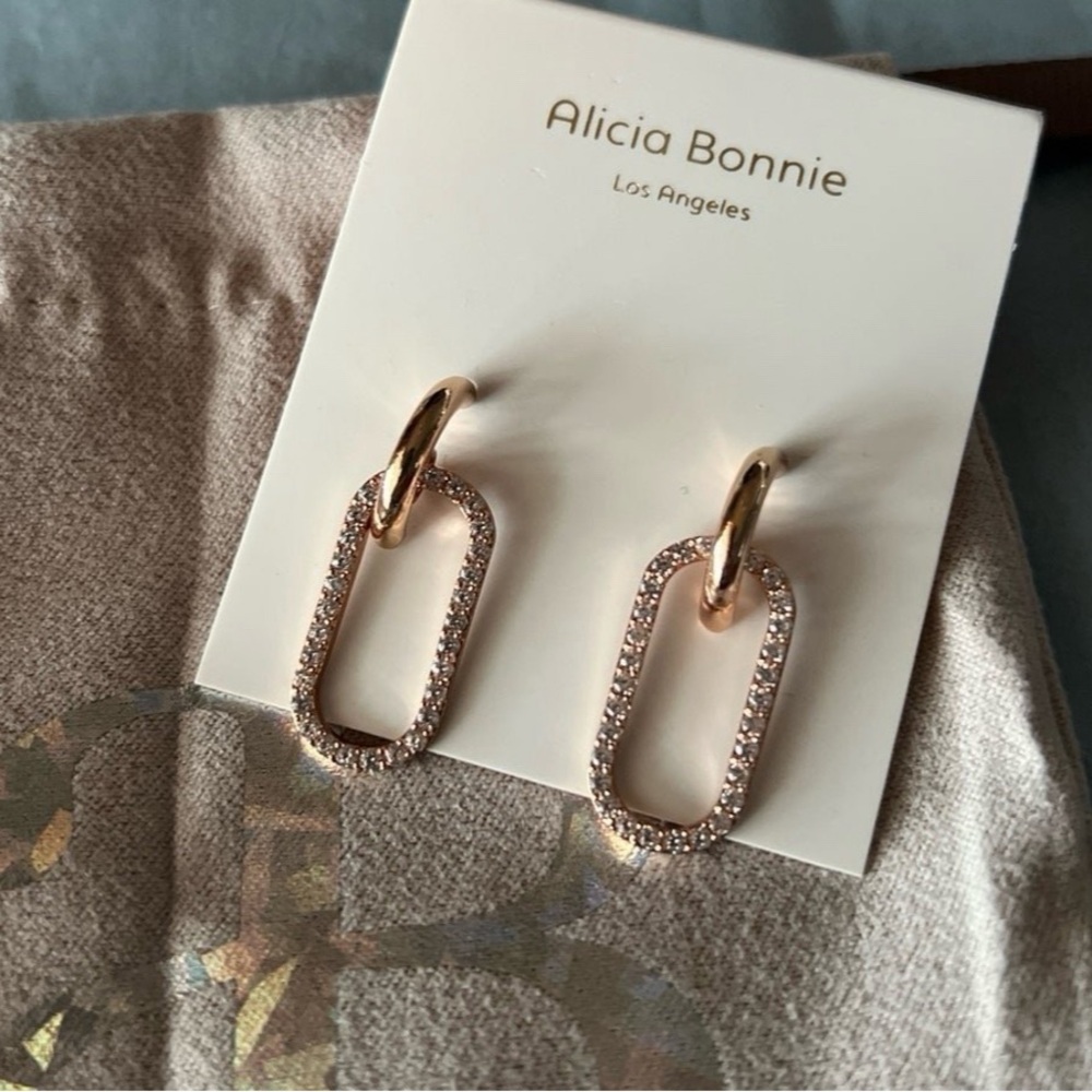 Alicia Bonnie Rose Gold Eva drop earrings w/CZ stones